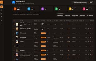 BookTrakdB Main UI List View - Dark Mode