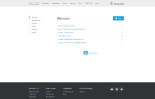 The home screen of the Control Panel, listing your website. Click on a website to access all the options and list the editable clones called branches.
