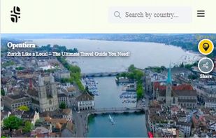 Zurich destination page including creator videos, interactive maps, and AI assistant for booking hotels.