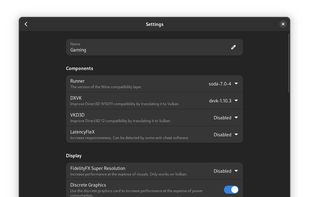 Screenshot of the Settings window, with multiple settings to tweak the Windows environment.