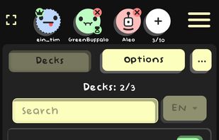 Selecting decks to create a new game