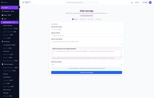 AI logo creation workflow where users describe their brand, choose a sector and generate multiple logo concepts from their business context.