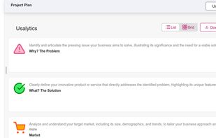 Craft custom plan sections and roadmap for your business project with our comprehensive business plan feature. Easily outline your ideas, map out your goals and strategies using our user-friendly interface.