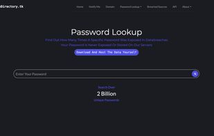 Password lookup page to find out how many times a specific password was leaked.