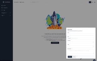 Page showing the new shortcut winodw