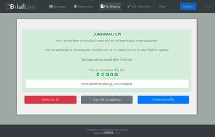 The sharing link is short but secured.