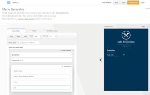 Brisk Menu - Free Restaurant Menu Generator