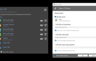 Selecting a browser and the options when saving selection