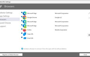 Some of the settings for the application