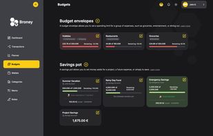 Track spending by category. Save for specific projects.