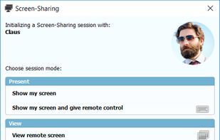 Screen sharing with Remote desktop control options
