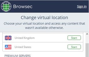 Browsec screenshot 2