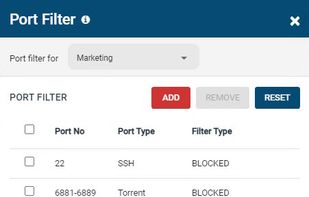 Port filter. Block specific ports or a range of ports to reduce the attack surface of your network.