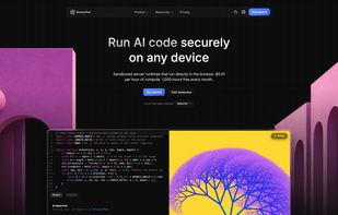 Screenshot of homepage for API