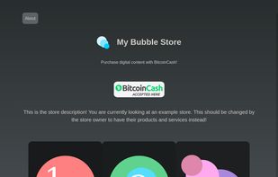 Screenshot of the main Bubble store page
