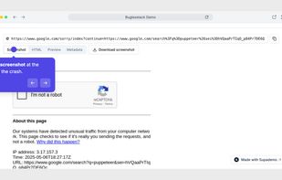 Check the screenshot at the moment of the crash.