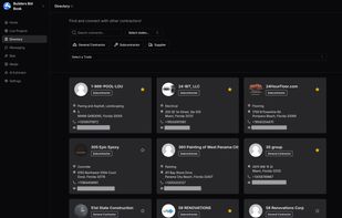 Extensive directory to invite contractors and connect