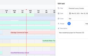 Add info to tasks such as name, assignees, color and description.