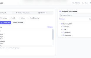 Live preview of nested child directories automatically generating in the browser.
