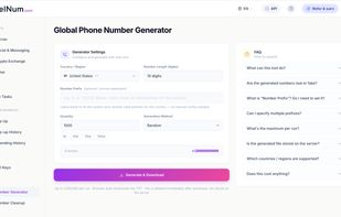 Generate formatted phone number lists by country and numbering rules.