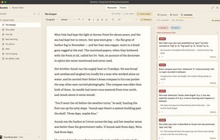 A continuity finding. The two passages that disagree are quoted side by side, with a link to each spot in the manuscript.