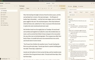 The World tab, where the characters, places, and rules your book has established are gathered in one place.