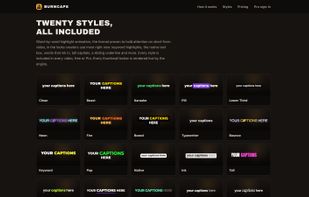Twenty caption styles, every thumbnail rendered live by the caption engine.