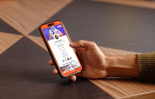 Your digital business card on your phone — a real-world view of sharing your card with a contact. Your full profile is always accessible in seconds.