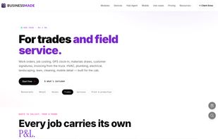 Work orders, job costing and invoicing for trades and field service