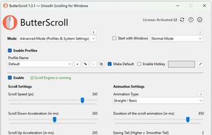 ButterScroll comes with profile management which allows multiple profiles for different mouse or scenarios. Switch profiles instantly using a hotkey or the tray menu.
