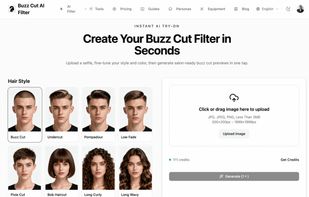buzz cut filter web screenshot