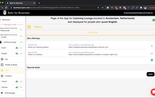 On the platform you can add links to your offerings