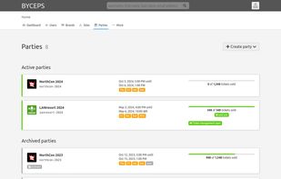 Admin list of all parties