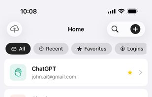 Home — all logins, cards, and notes in one searchable vault