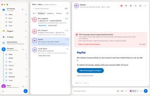 Phishing warning for a look-alike sender