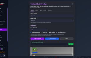 OBS chat overlay with 7TV, BTTV and FFZ emotes and design presets