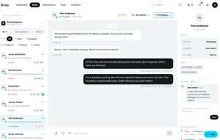 Internal notes and @mentions: pull in a teammate without the customer seeing it.