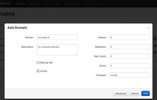 ViMbAdmin screenshot 2