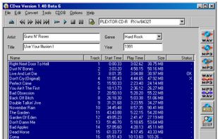 Extraction interface with Audio CD information