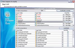 User-friendly wizard interface | Step 2 - Set tables and fields correspondence