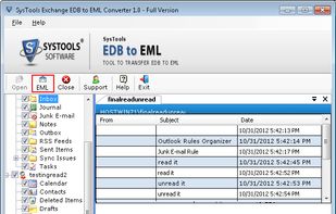 Click on EML button to Export database