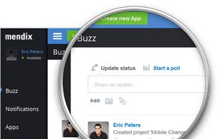 Social Collaboration
Business – IT collaboration can make or break the success of an application – Mendix’s built-in social collaboration features make it easy and fun to engage all stakeholders across business and IT, throughout the lifecycle of your project. Keep tabs on all the moving parts and have a closed loop platform for end user feedback.