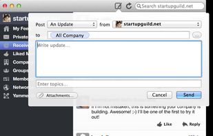 Windowed Screen Shot showing compose message box and message feeds
