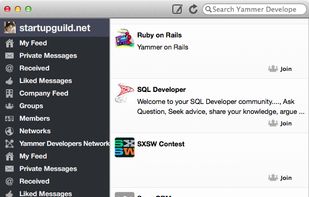 Windowed screen shot showing Yammer groups