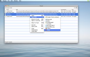 Search results with right click menu