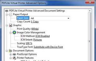 PDF Printer Settings
