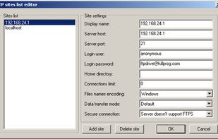 Configurating of FTP servers list