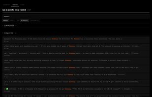 Search all past sessions with instant metadata filter and deep content search. Click a result to view the full conversation.