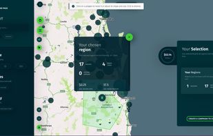 Pick your billboards on a map. You can hand-pick them, or draw your own region selection on a map. See how much it will cost you to run ads on your selection, and decide how to stretch your budget.