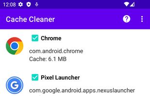 Selection apps for clean cache